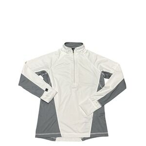 Storm Creek Women's Quarter Zip White/Gray Pullover With Thumb/Hand Cover Size M
